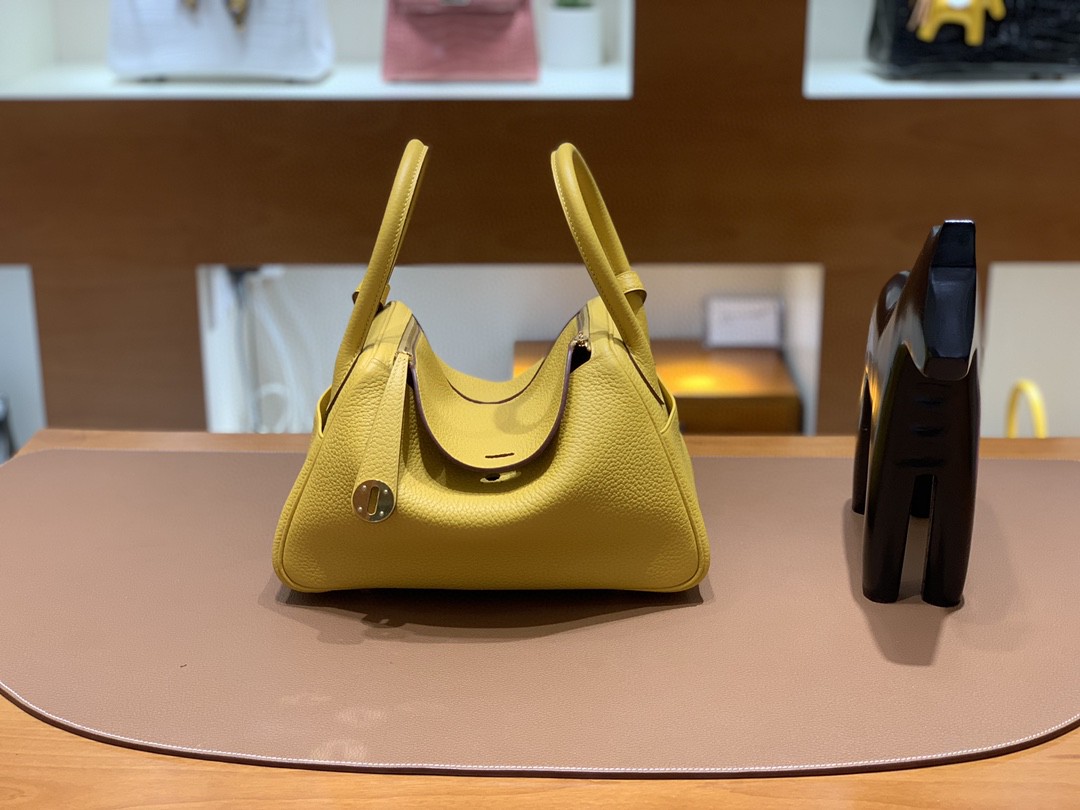 Hermès（爱马仕）Lindy 琳迪包 TC 琥珀黄 金扣 30cm
