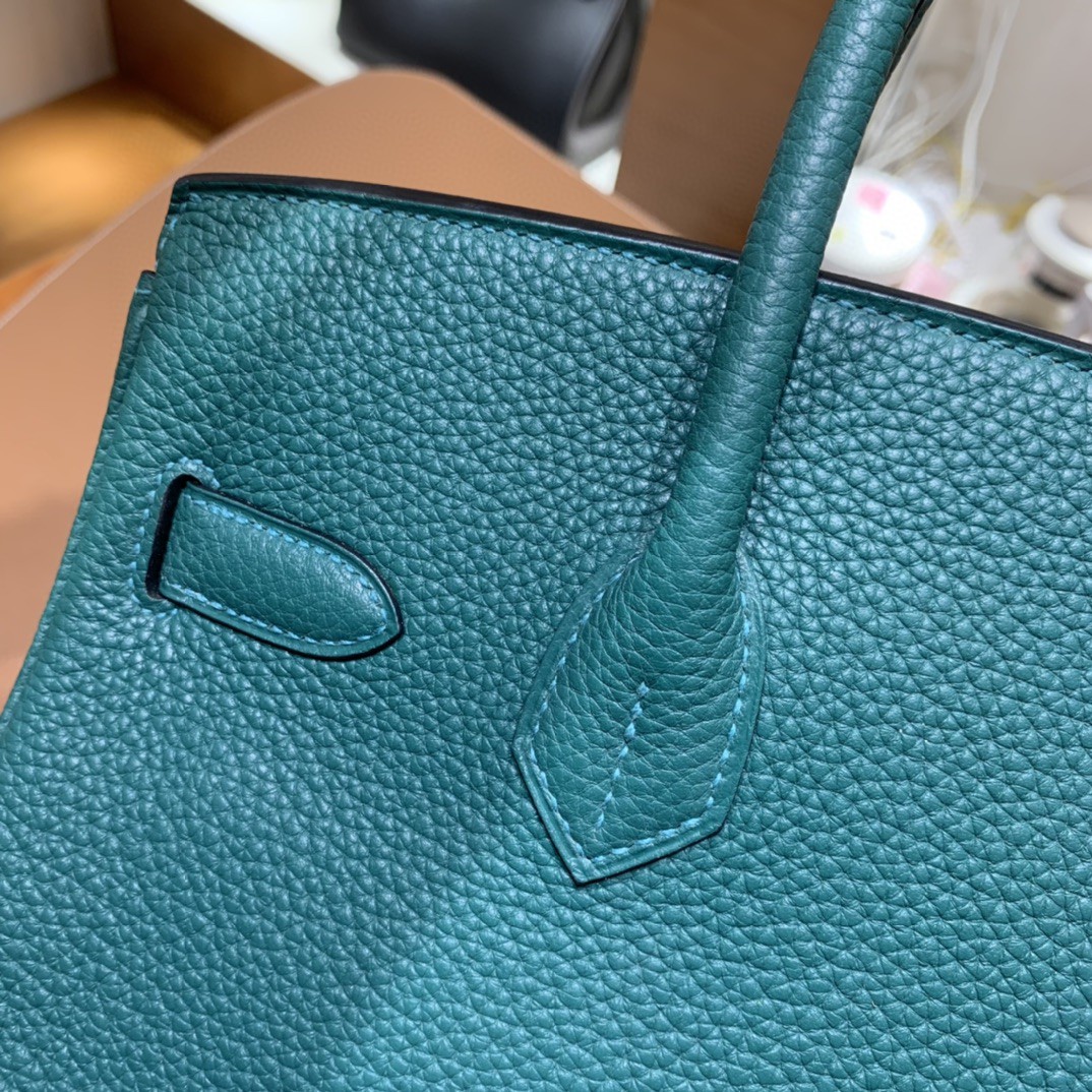 Hermès（爱马仕）Birkin 铂金包 Togo 孔雀绿 银扣 30cm
