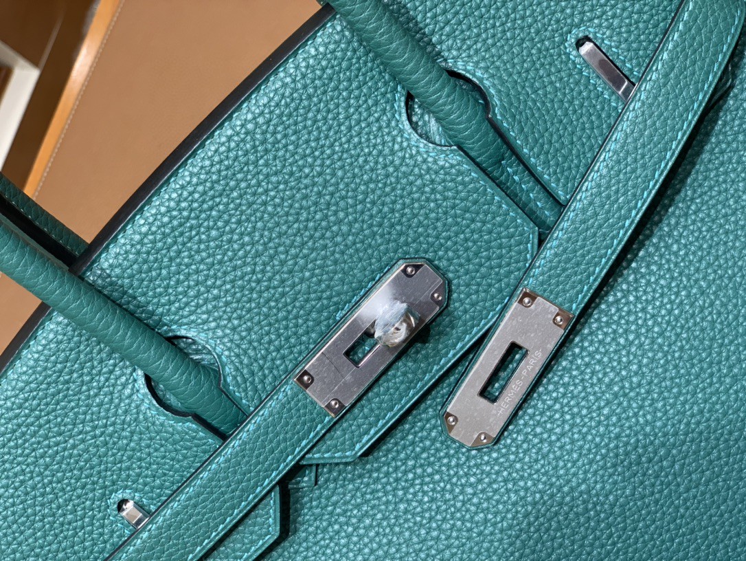 Hermès（爱马仕）Birkin 铂金包 Togo 孔雀绿 银扣 30cm