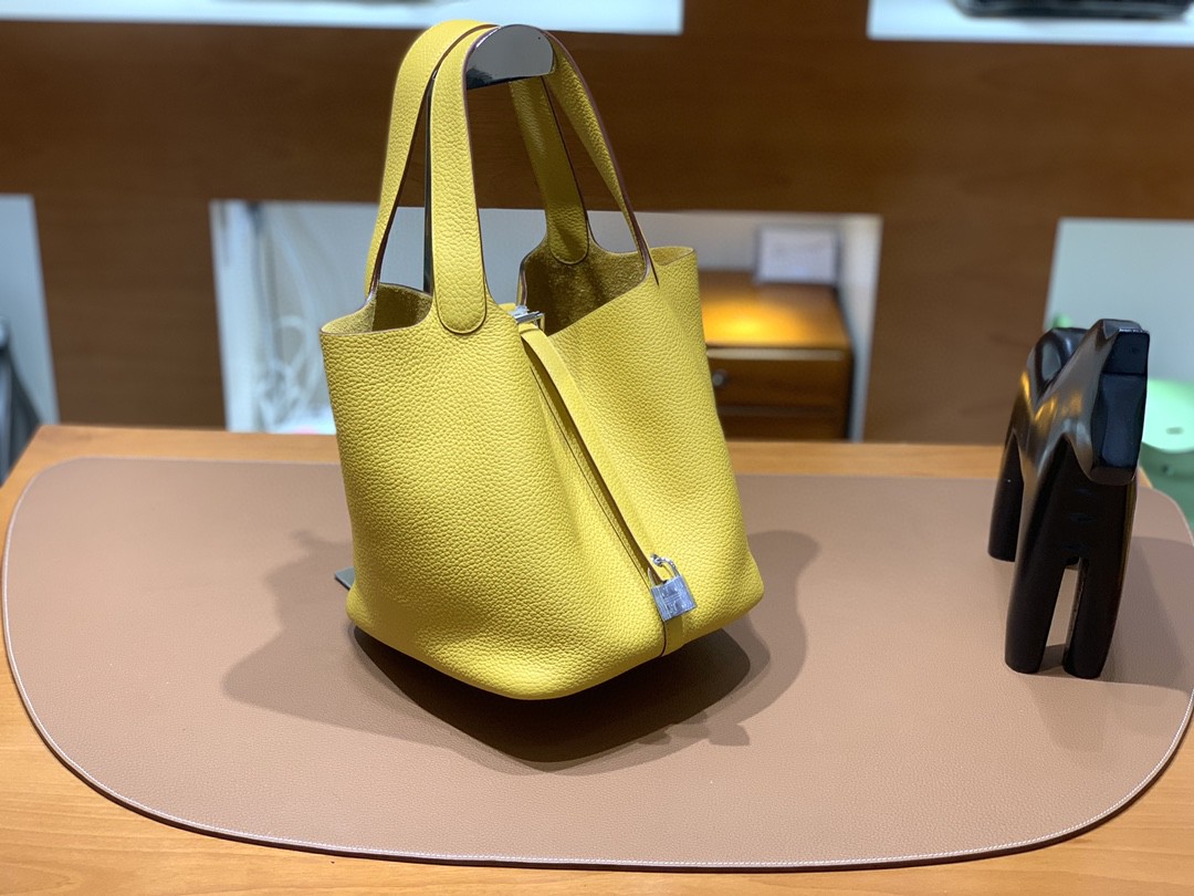 Hermès（爱马仕）Picotin 菜篮子 TC 9D 琥珀黄 银扣 22cm