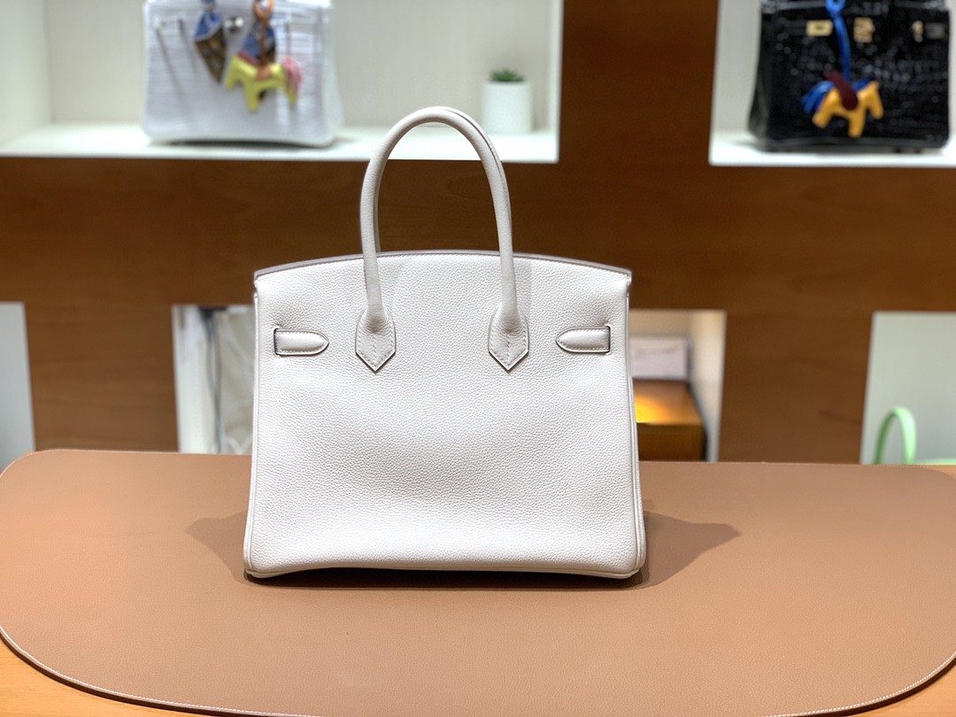 Hermès（爱马仕）Birkin 铂金包 Togo 奶昔白 金扣 30cm
