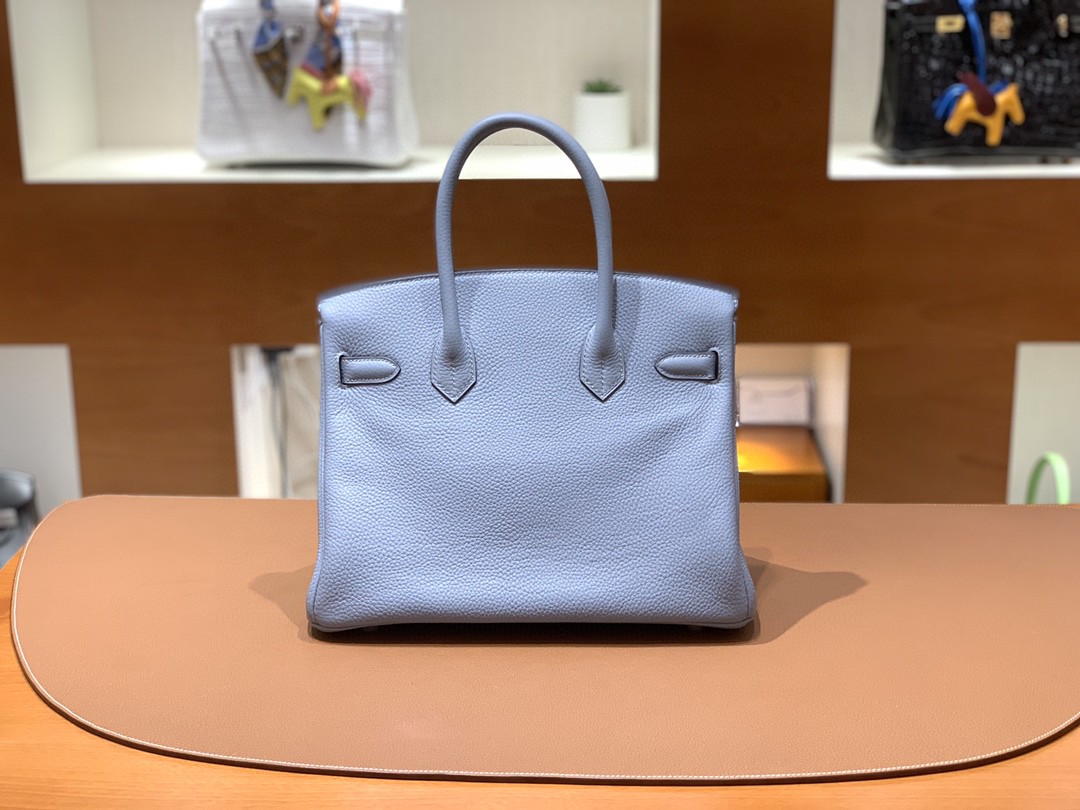 Hermès（爱马仕）Birkin 铂金包 Togo 亚麻蓝 金扣 30cm