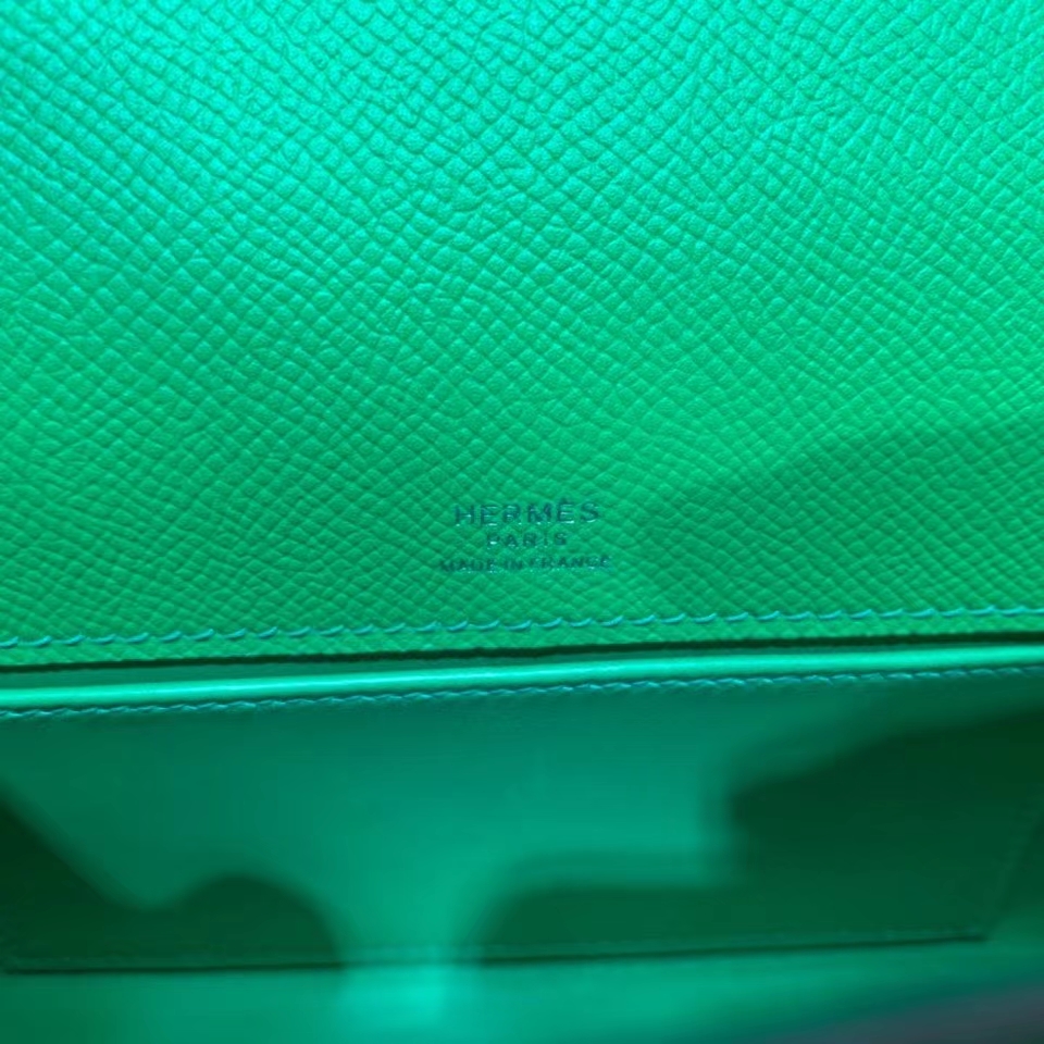 Hermès（爱马仕） mini Kelly Pochette Epsom 竹子绿 银扣 22cm