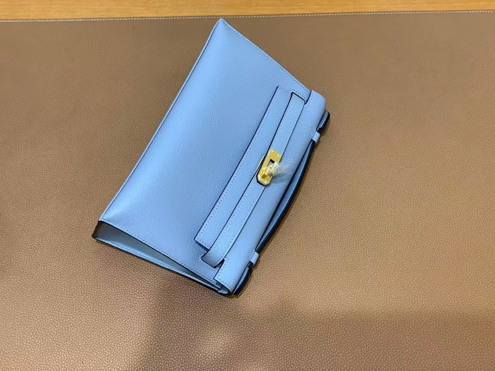 Hermès（爱马仕） mini Kelly Pochette Epsom 亚麻蓝 金扣 22cm