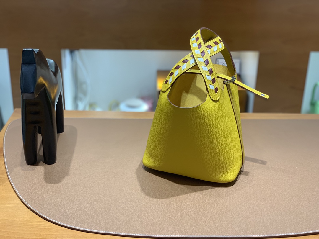 Hermès（爱马仕）Picotin 菜篮子 Epsom 9D 琥珀黄 银扣 18cm