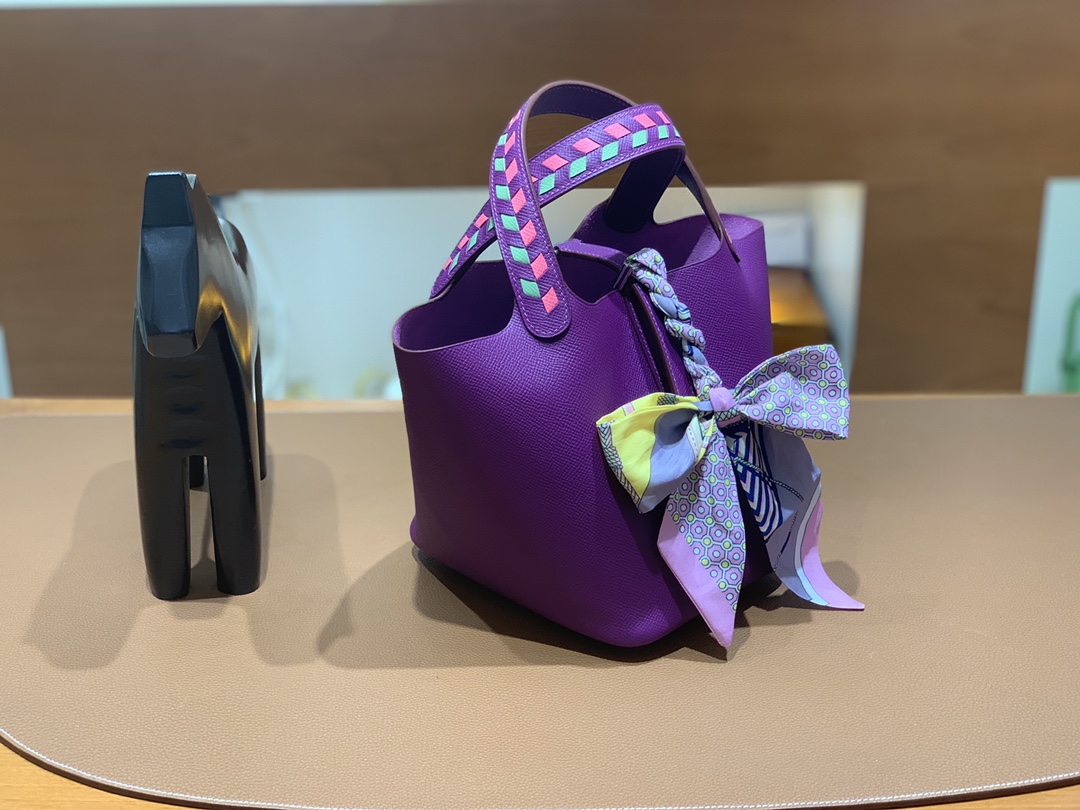 Hermès（爱马仕）Picotin 菜篮子 Epsom 海葵紫 银扣 18cm