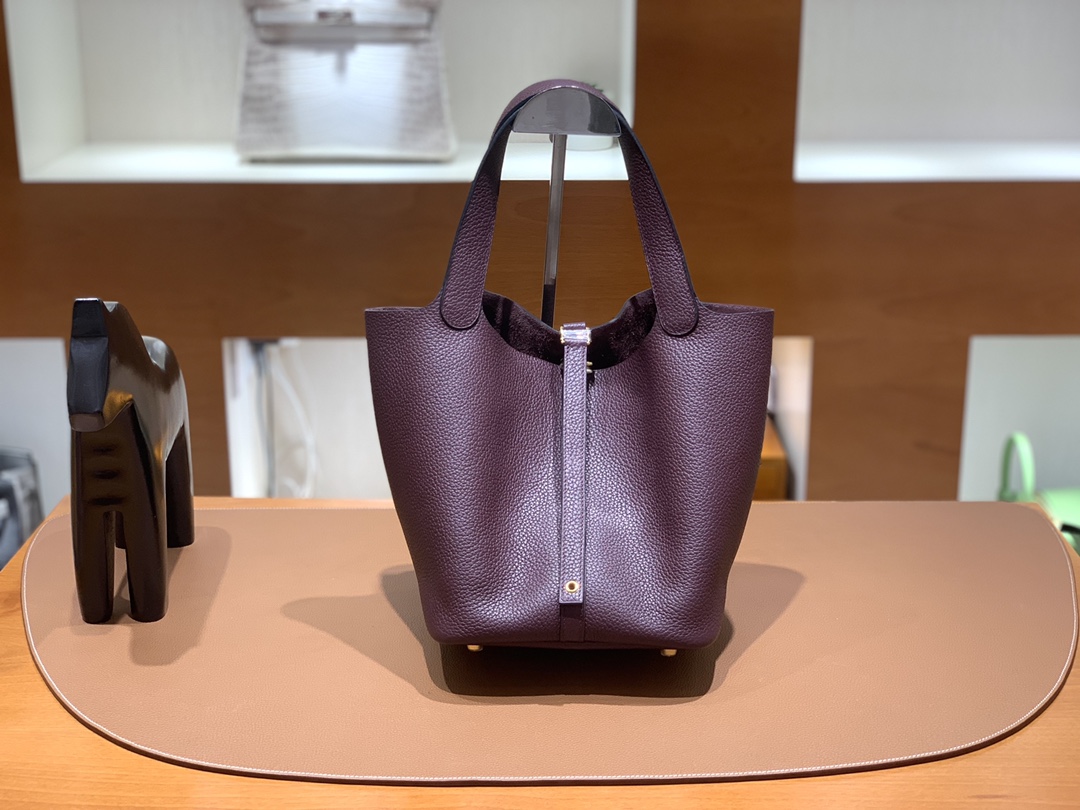 Hermès（爱马仕）Picotin 菜篮子 TC皮 0G 马鞍红 金扣 22cm