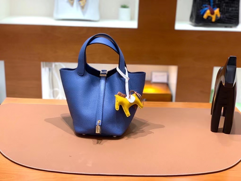 Hermès（爱马仕）Picotin 菜篮子 TC皮 玛瑙蓝 金扣 18cm