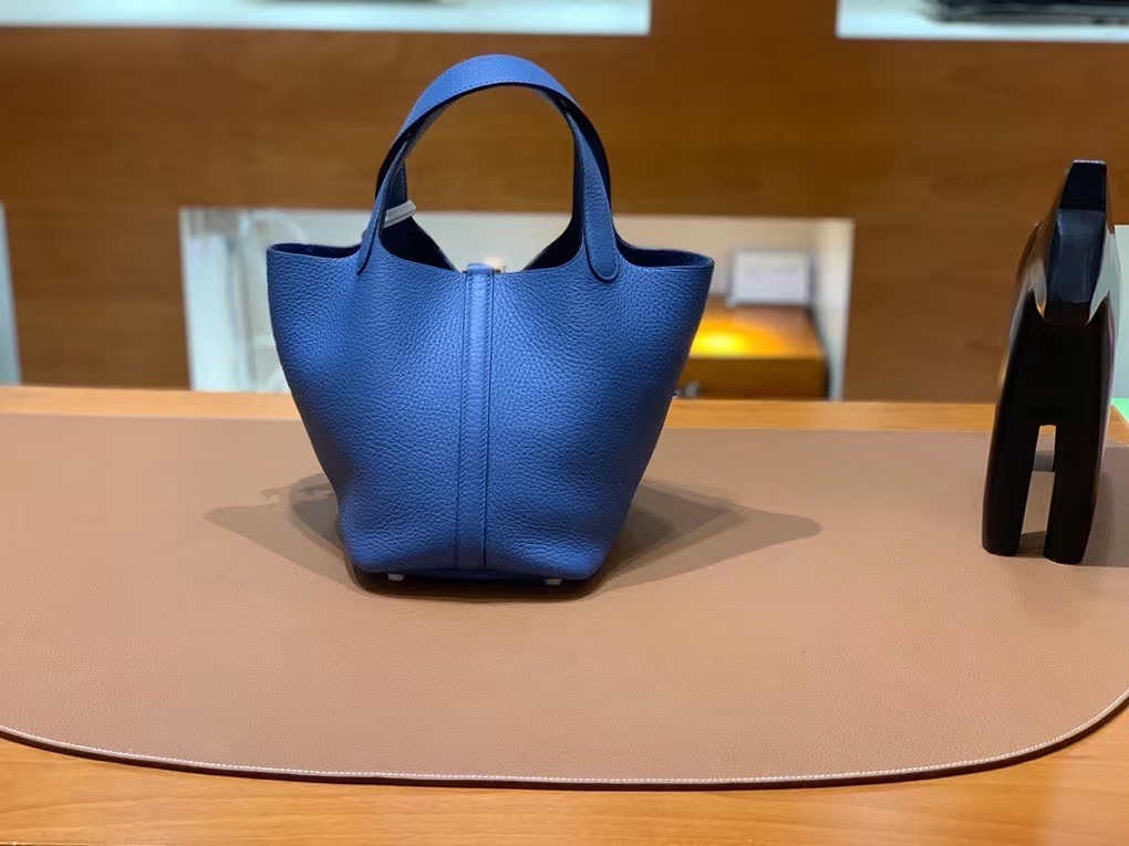 Hermès（爱马仕）Picotin 菜篮子 TC皮 玛瑙蓝 金扣 18cm
