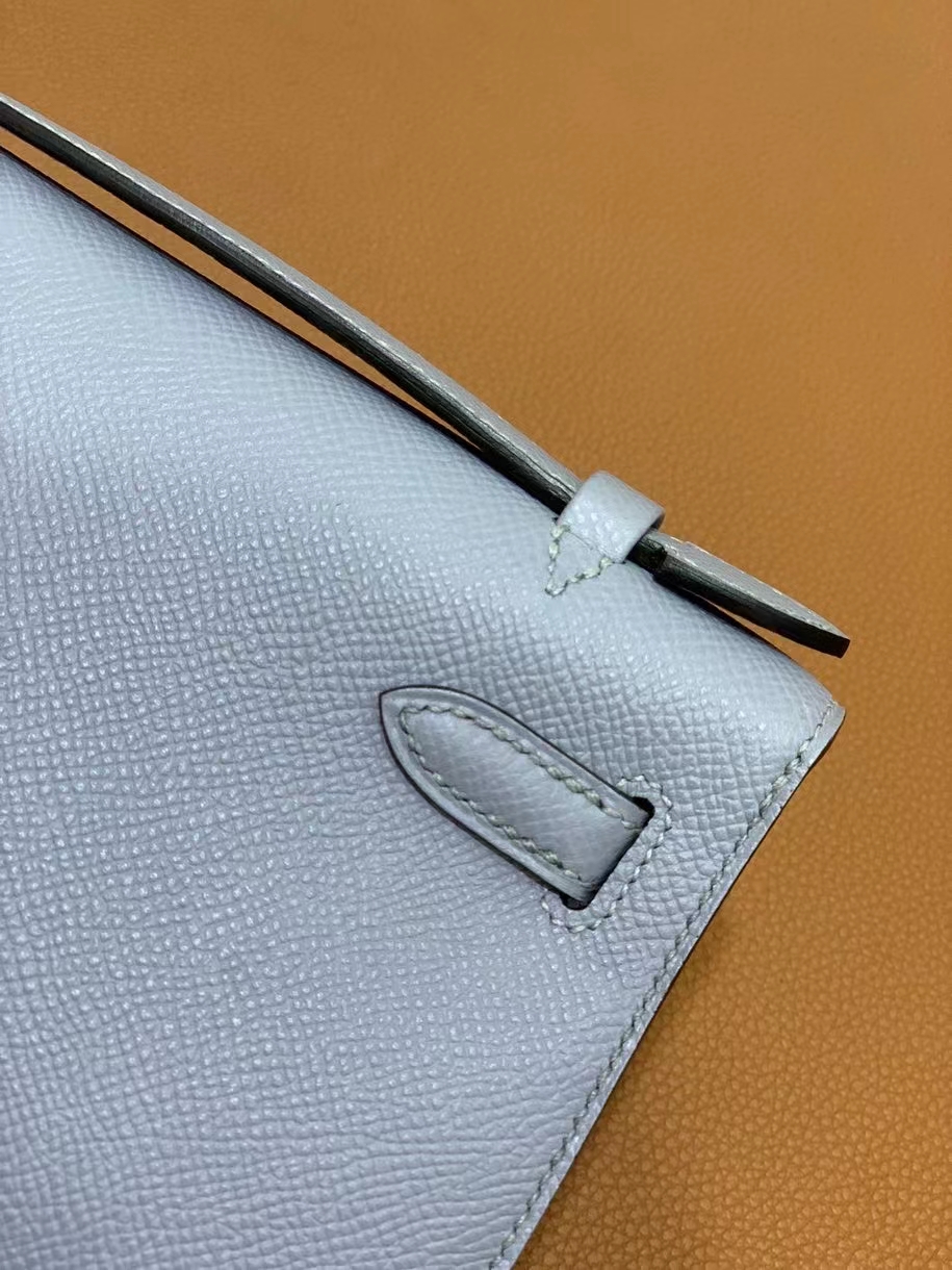 Hermès（爱马仕） mini Kelly Pochette Epsom 亚麻蓝 金扣 22cm