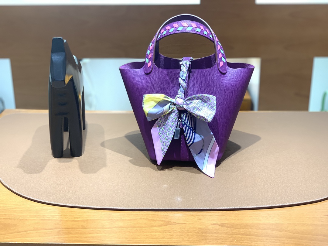 Hermès（爱马仕）Picotin 菜篮子 Epsom 海葵紫 银扣 18cm