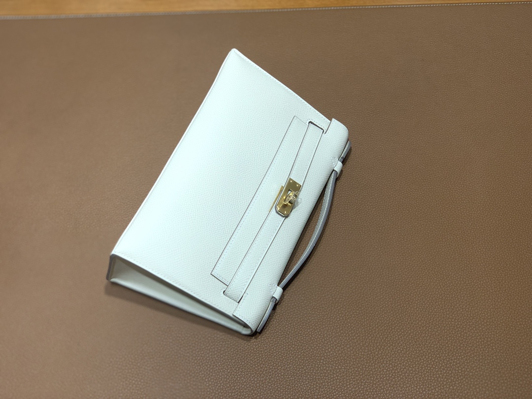 Hermès（爱马仕）Kelly Pochette epsom 白色 金扣 22cm