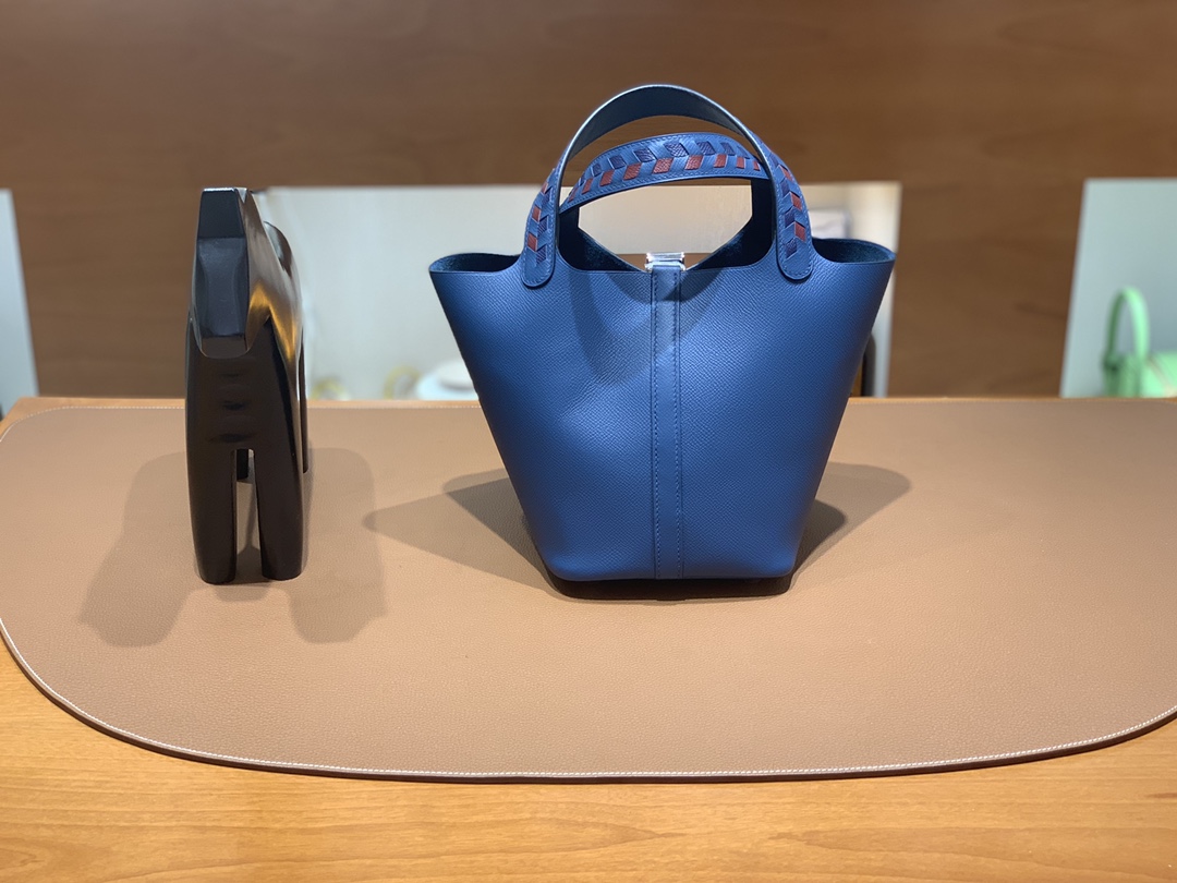 Hermès（爱马仕）Picotin 菜篮子 Epsom S4 深邃蓝 银扣 18cm