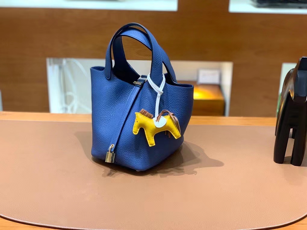 Hermès（爱马仕）Picotin 菜篮子 TC皮 玛瑙蓝 金扣 18cm