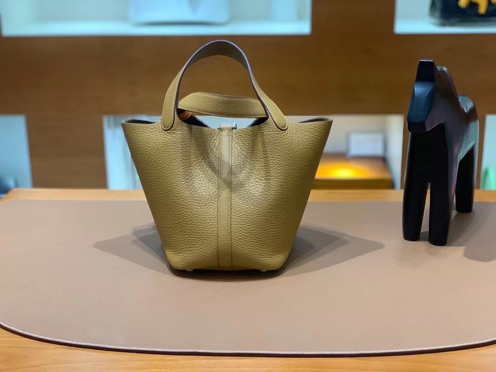 Hermès（爱马仕）Picotin 菜篮子 TC皮 芝麻色 银扣 18cm