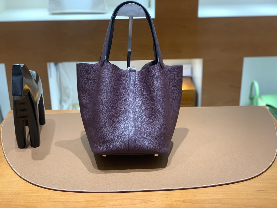 Hermès（爱马仕）Picotin 菜篮子 TC皮 0G 马鞍红 金扣 22cm