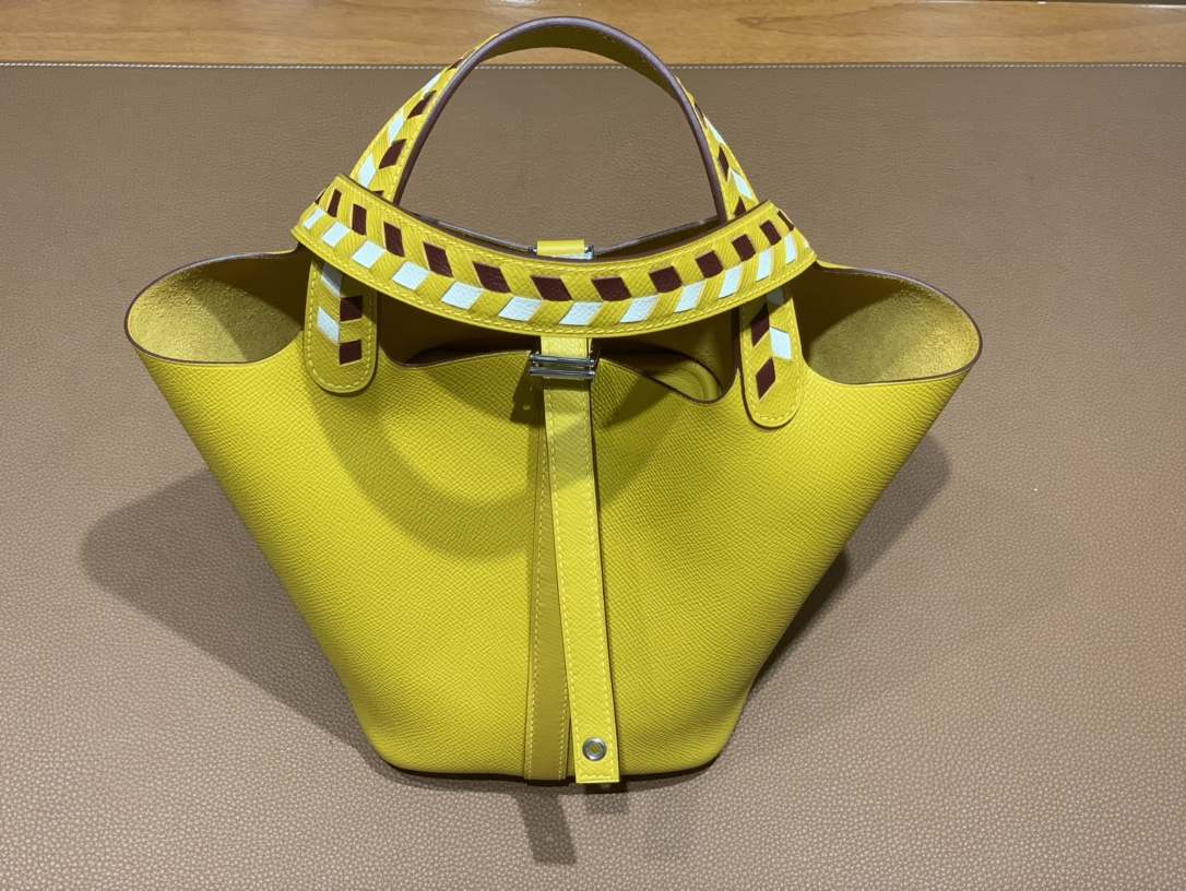 Hermès（爱马仕）Picotin 菜篮子 Epsom 9D 琥珀黄 银扣 18cm
