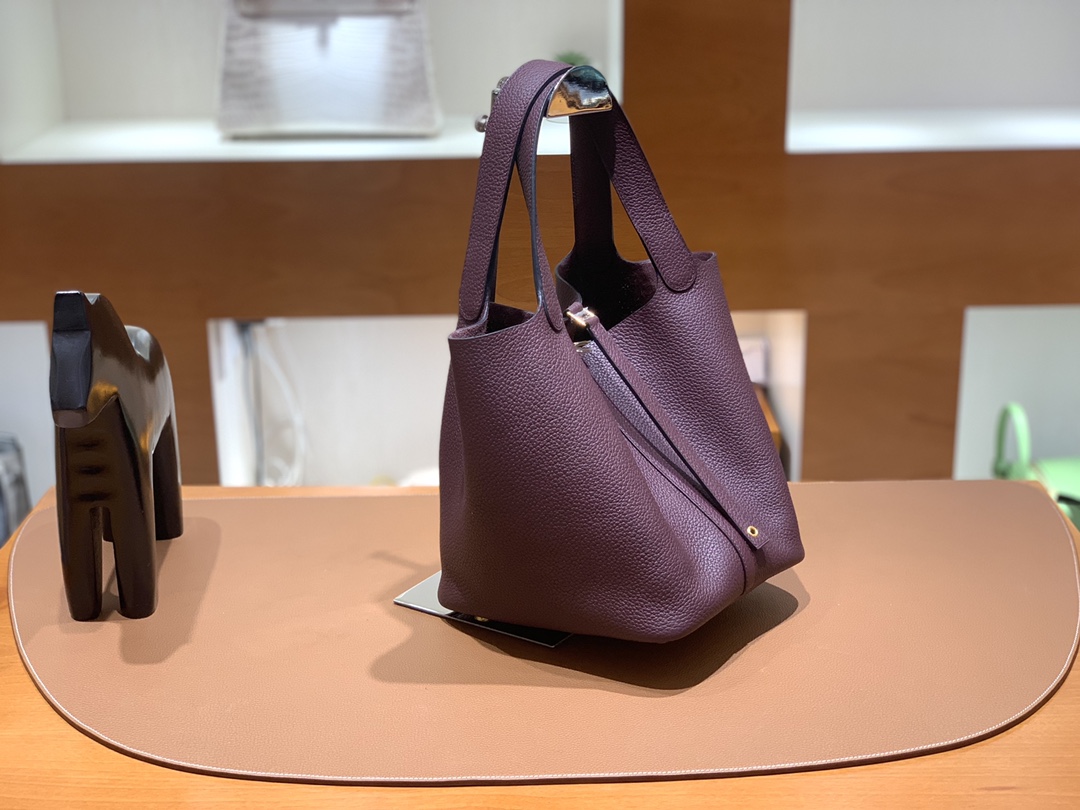 Hermès（爱马仕）Picotin 菜篮子 TC皮 0G 马鞍红 金扣 22cm