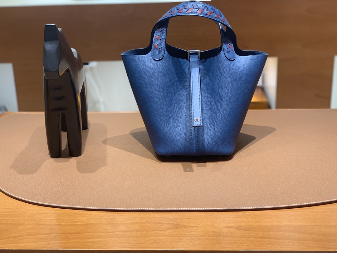 Hermès（爱马仕）Picotin 菜篮子 Epsom S4 深邃蓝 银扣 18cm