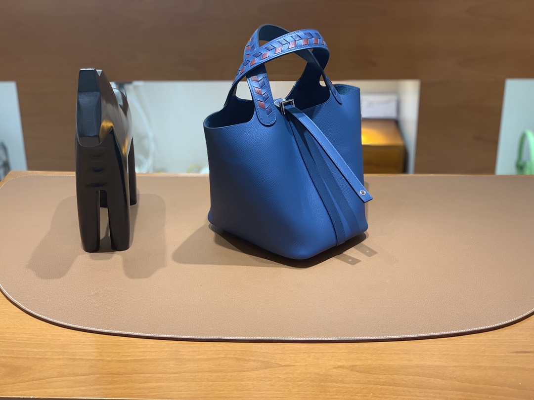 Hermès（爱马仕）Picotin 菜篮子 Epsom S4 深邃蓝 银扣 18cm