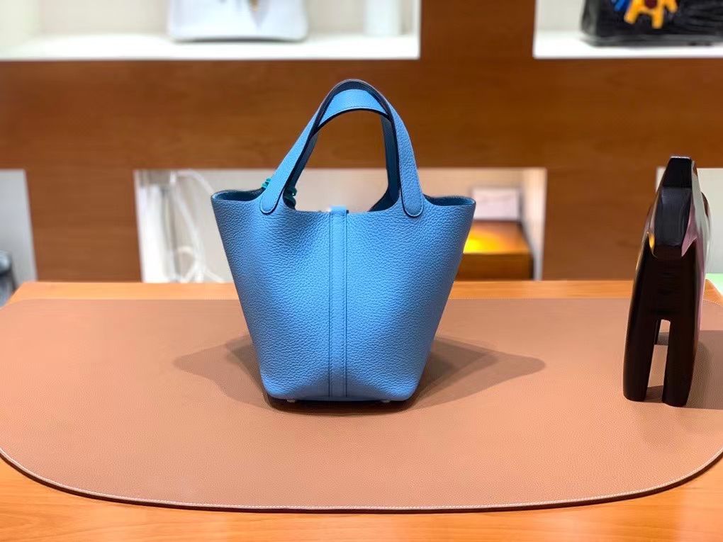 Hermès（爱马仕）Picotin 菜篮子 TC皮 P3 北方蓝 银扣 18cm