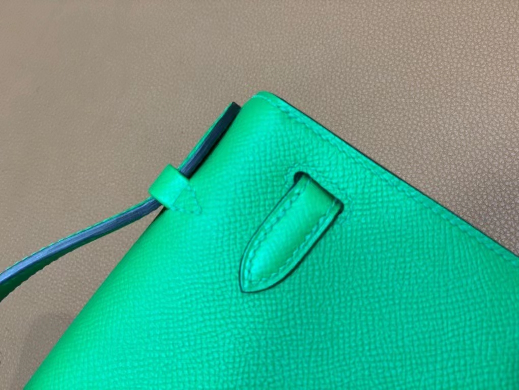 Hermès（爱马仕） mini Kelly Pochette Epsom 竹子绿 银扣 22cm