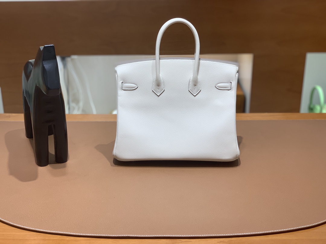 Hermès（爱马仕）Birkin 铂金包 Epsom 奶昔白 银扣 25cm