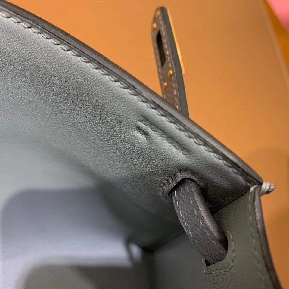 Hermès（爱马仕） mini Kelly Pochette Epsom 亚麻蓝 金扣 22cm