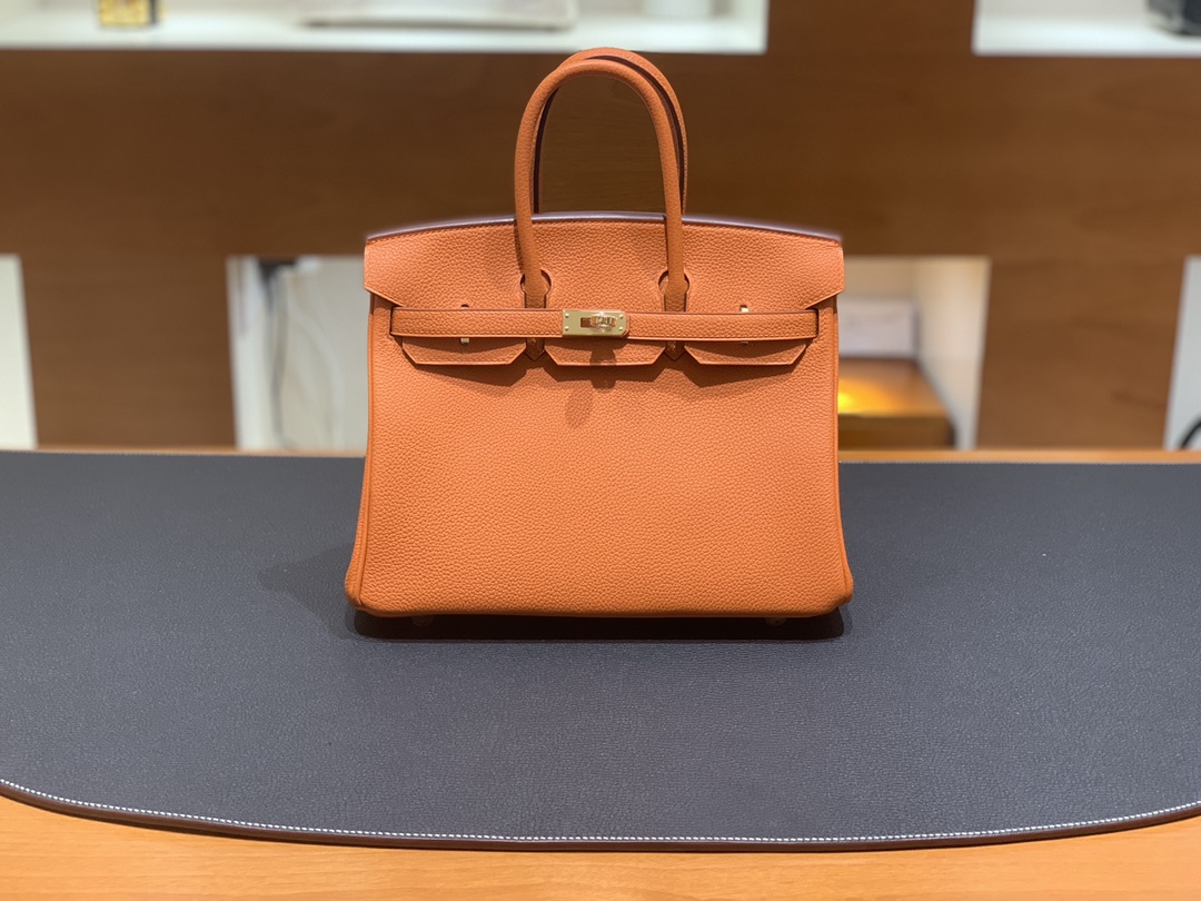 Hermès（爱马仕）Birkin 铂金包 Togo 橙色 金扣 25cm