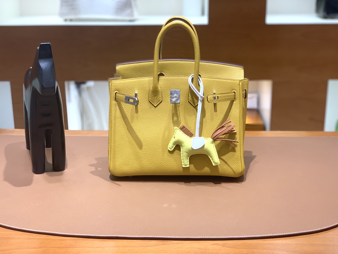 Hermès（爱马仕）Birkin 铂金包 Togo 琥珀黄 银扣 25cm