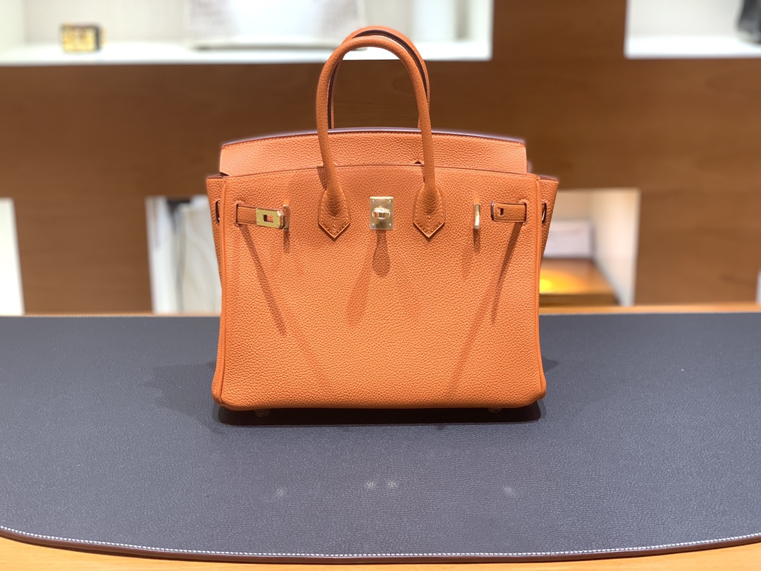 Hermès（爱马仕）Birkin 铂金包 Togo 橙色 金扣 25cm