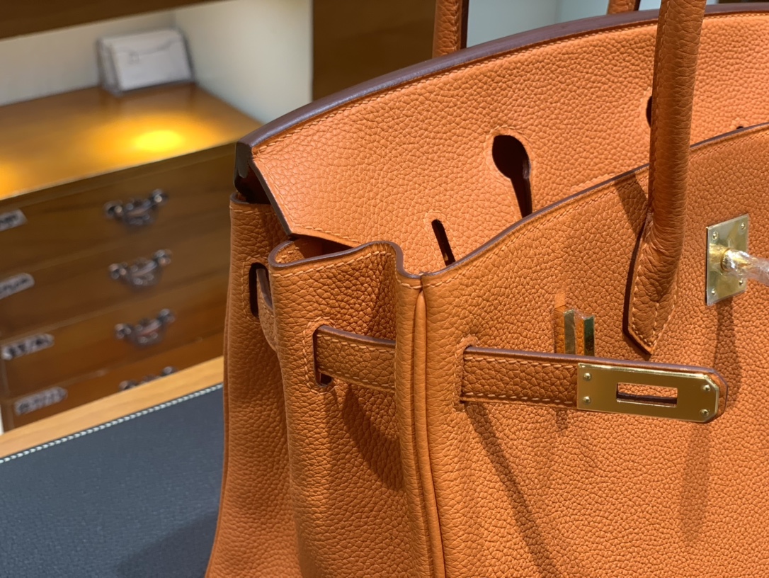 Hermès（爱马仕）Birkin 铂金包 Togo 橙色 金扣 25cm