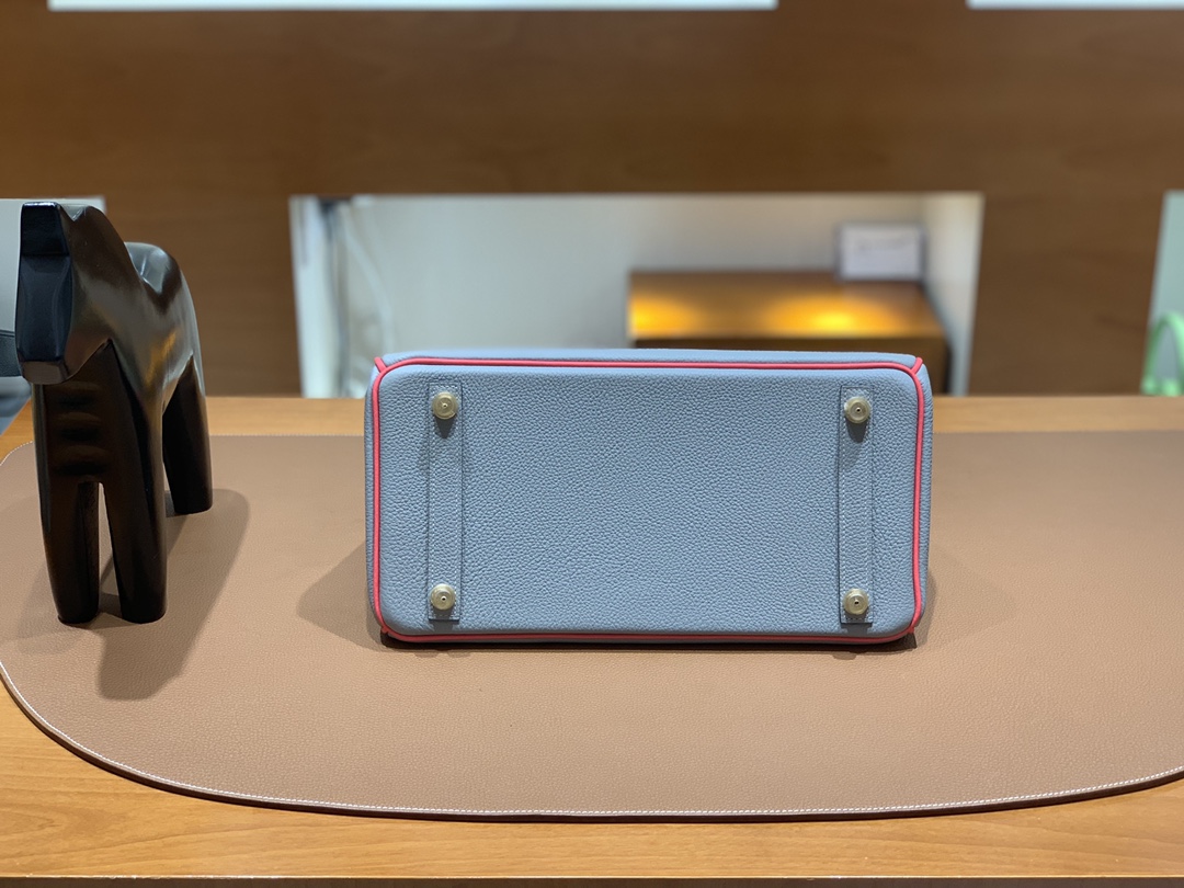 Hermès（爱马仕）Birkin 铂金包 Togo 海鸥灰 拼 唇膏粉 金扣 30cm