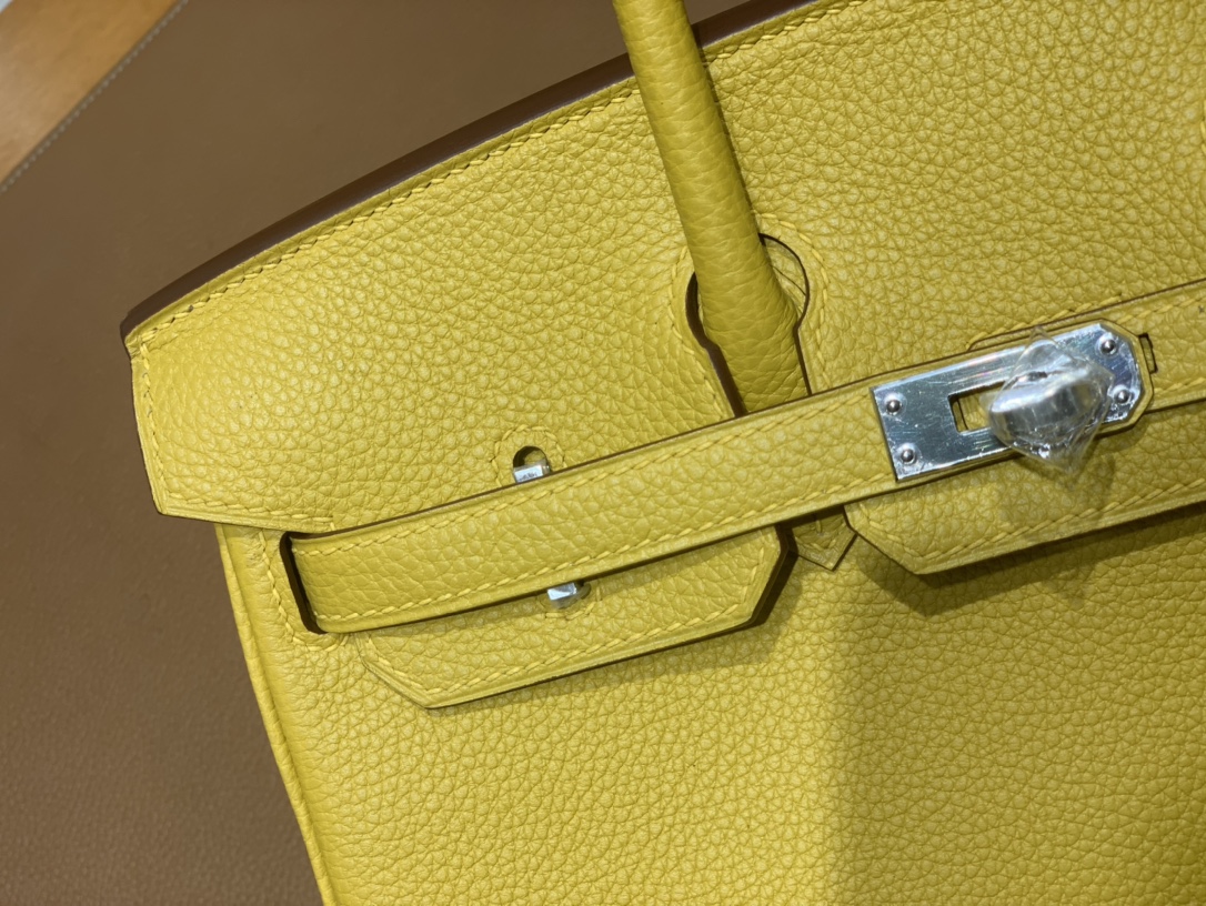Hermès（爱马仕）Birkin 铂金包 Togo 琥珀黄 银扣 25cm