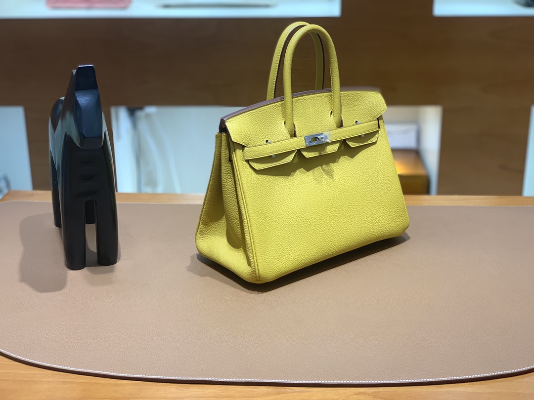 Hermès（爱马仕）Birkin 铂金包 Togo 琥珀黄 银扣 25cm