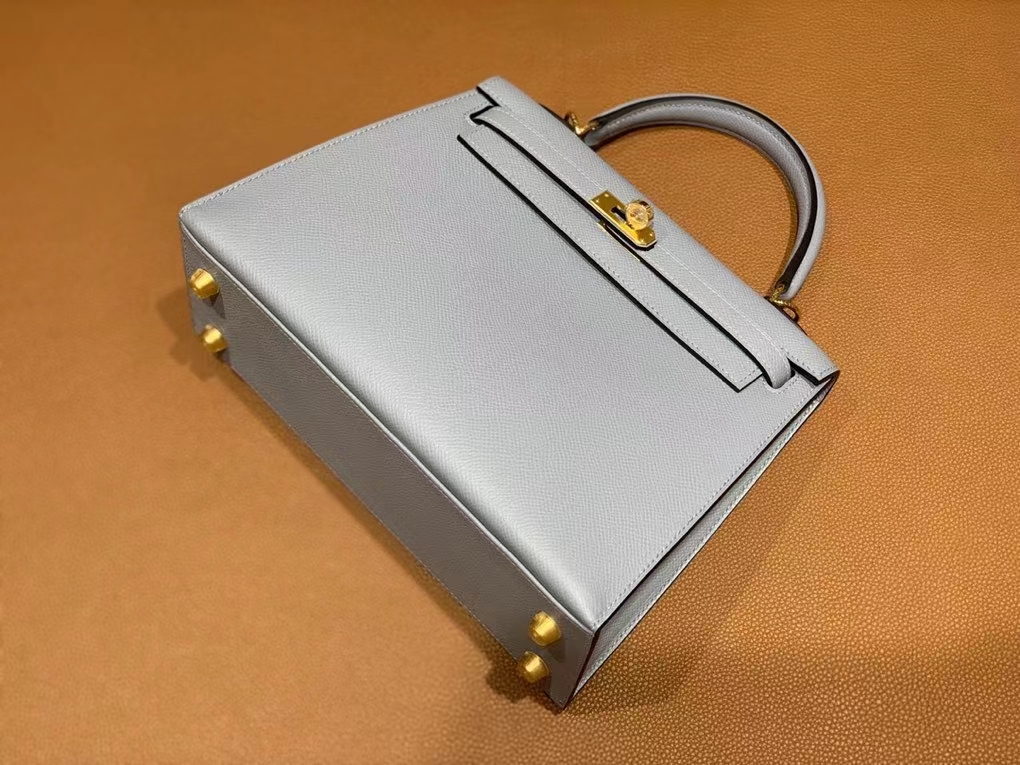 Hermès（爱马仕）Kelly 凯莉包 epsom 亚麻蓝 金扣 25cm
