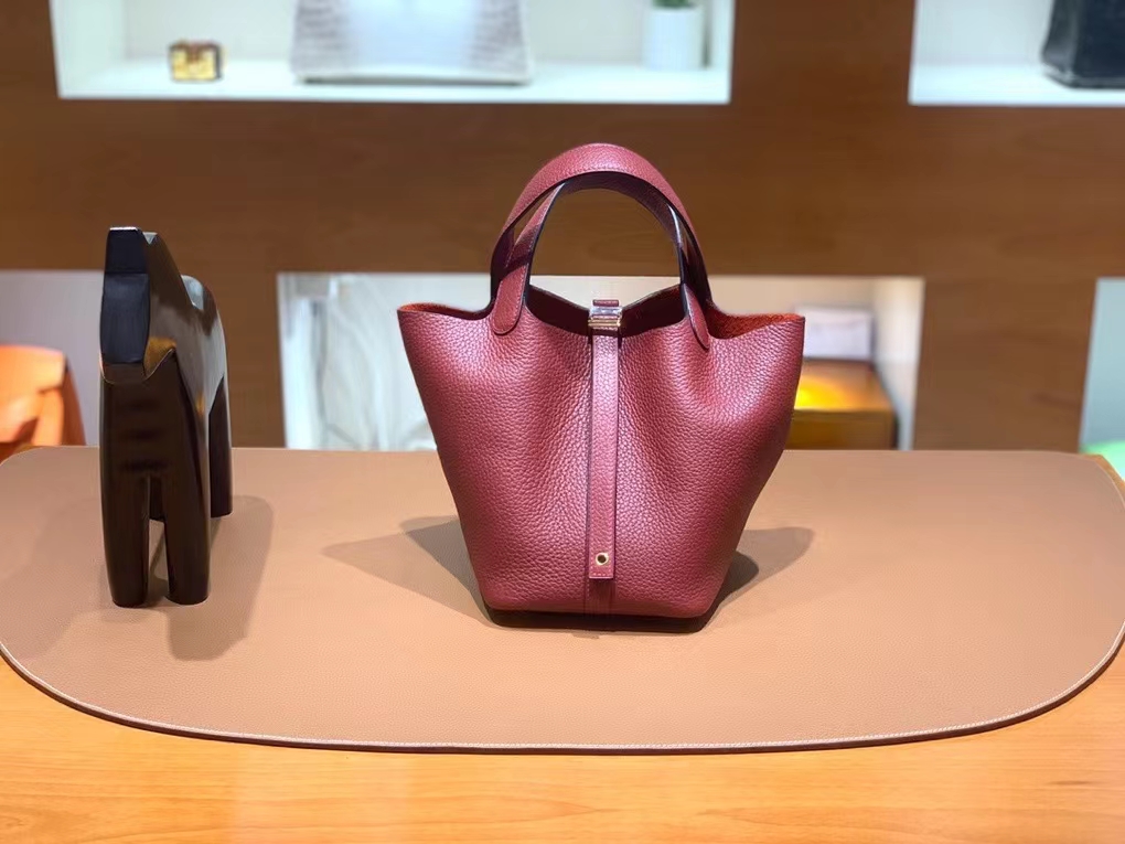 Hermès（爱马仕）Picotin 菜篮子 TC 酒红色 金扣 18cm