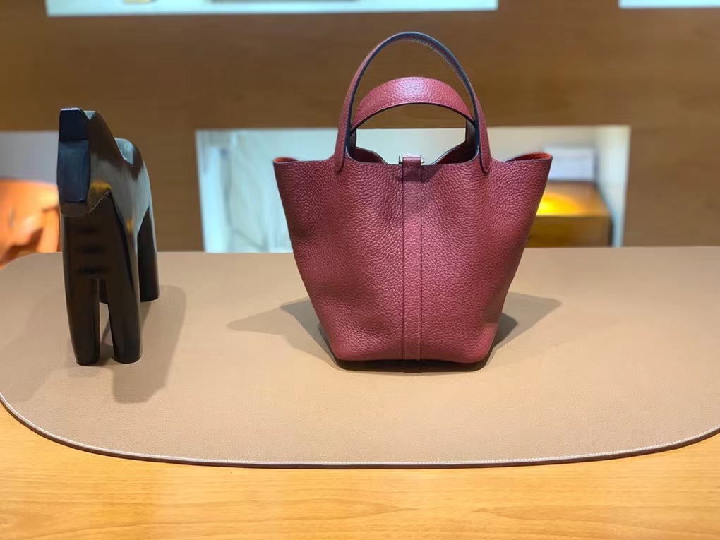 Hermès（爱马仕）Picotin 菜篮子 TC 酒红色 金扣 18cm