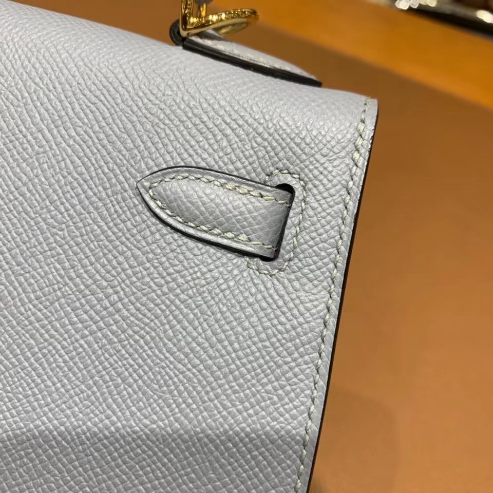 Hermès（爱马仕）Kelly 凯莉包 epsom 亚麻蓝 金扣 25cm