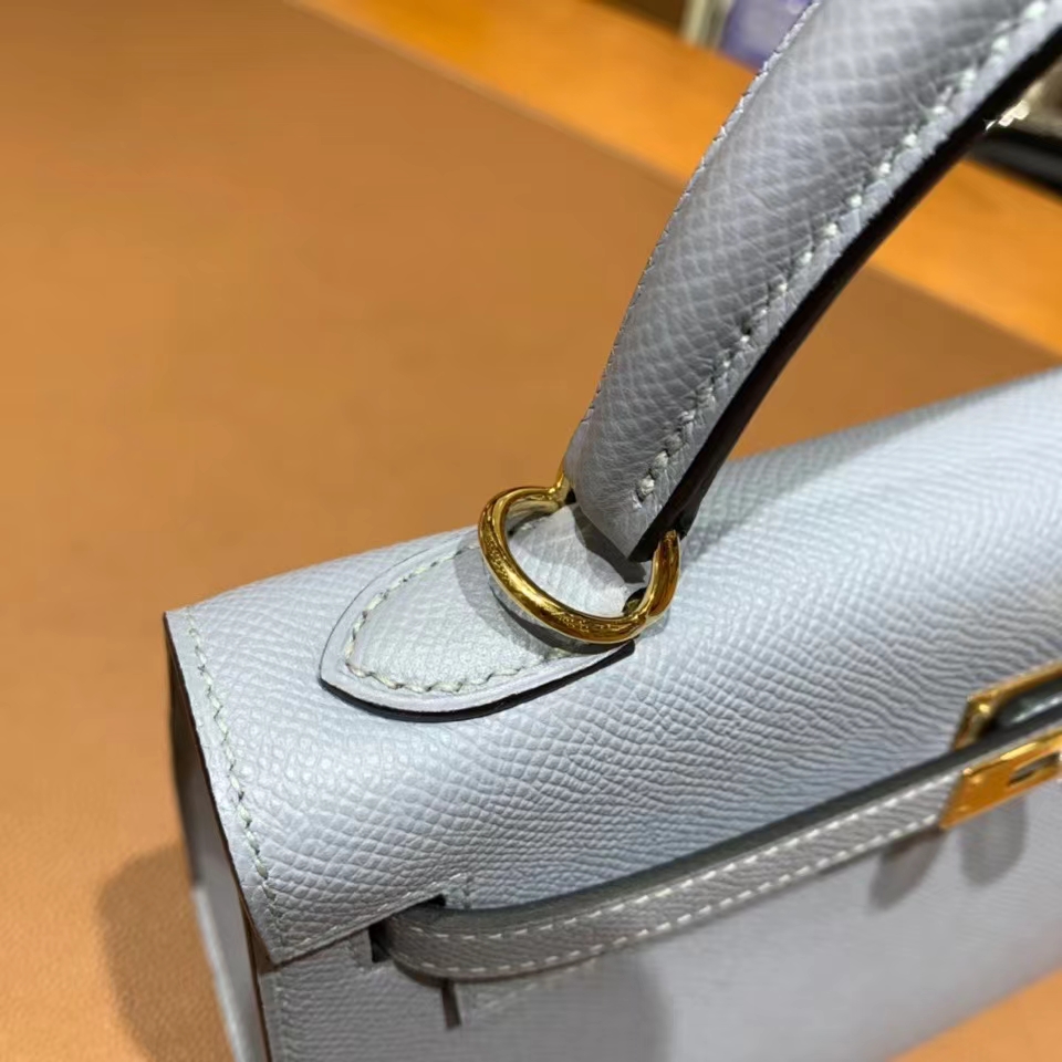 Hermès（爱马仕）Kelly 凯莉包 epsom 亚麻蓝 金扣 25cm