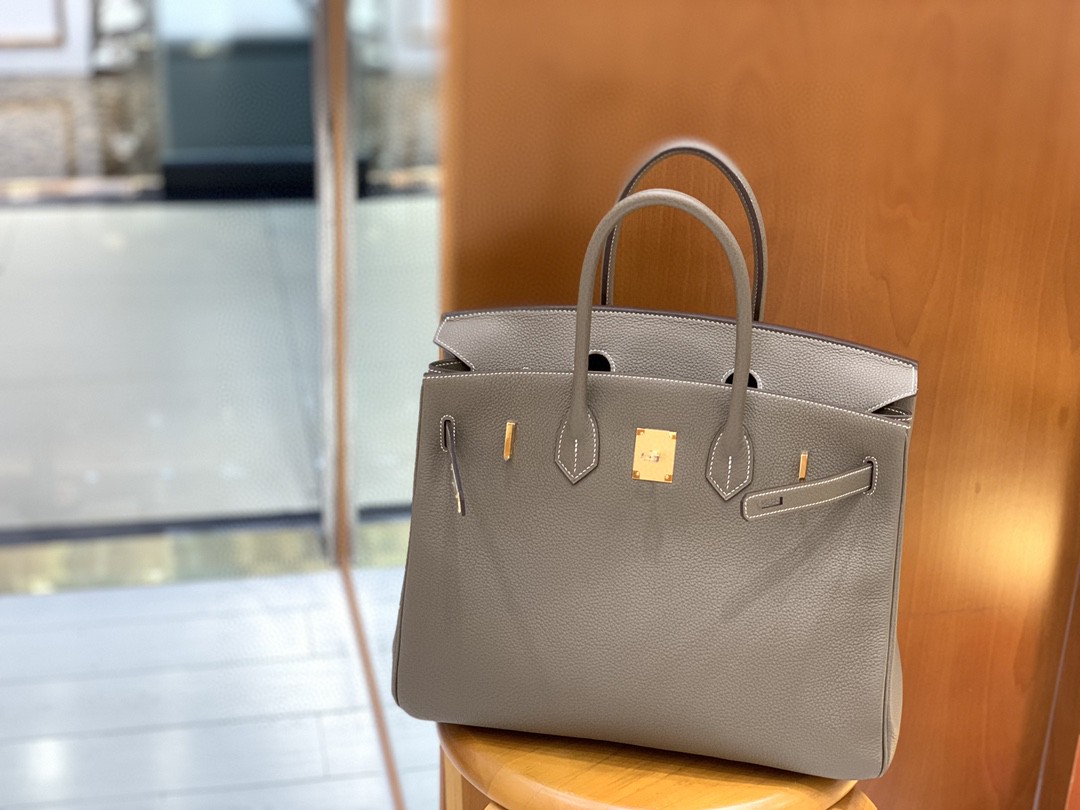 Hermès（爱马仕）Birkin 铂金包 Togo 大象灰 金扣 35cm
