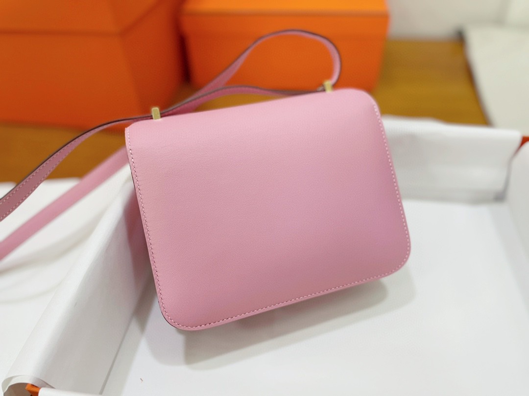 Hermès（爱马仕）Constance 康康 epsom 3Q 樱花粉 金扣 19cm