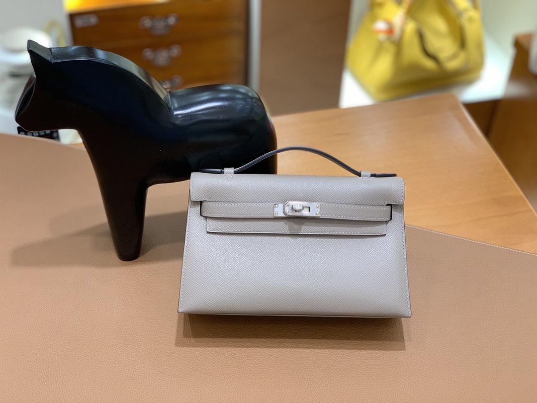 Hermès（爱马仕）miniKelly 迷你凯莉 Epsom 沥青灰 银扣 22cm