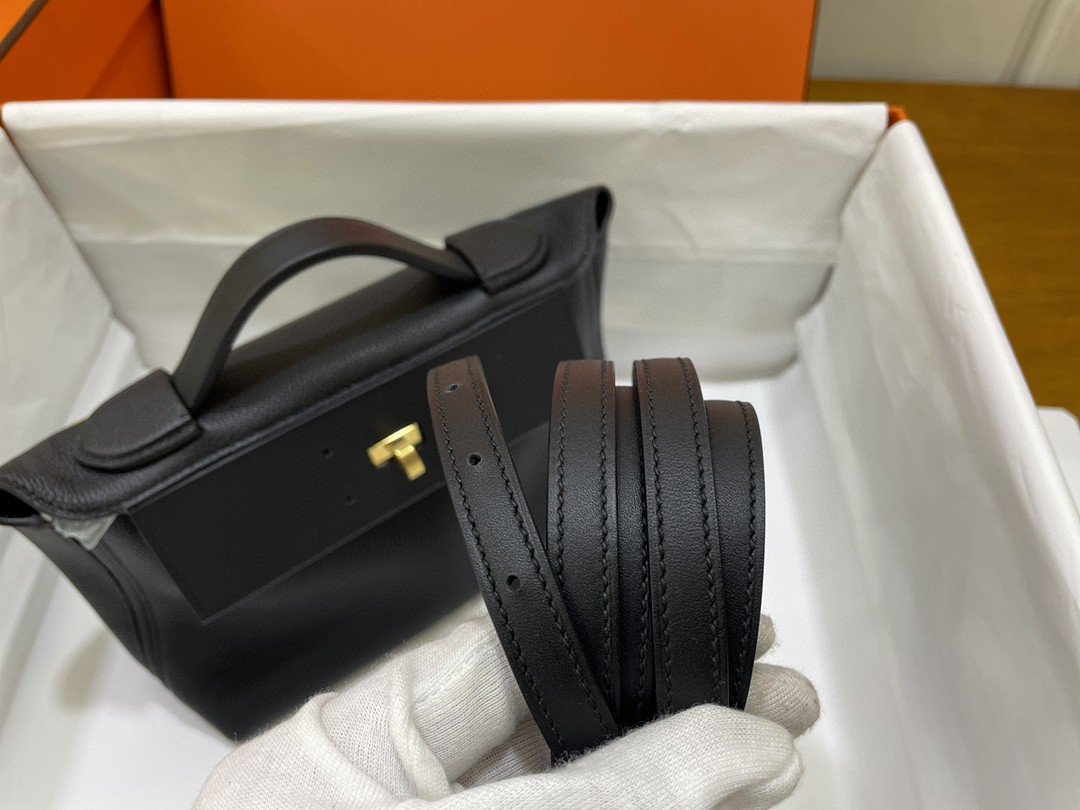 Hermès（爱马仕）mini kelly 2424 ever color 拼 swift 黑色 金扣 21cm