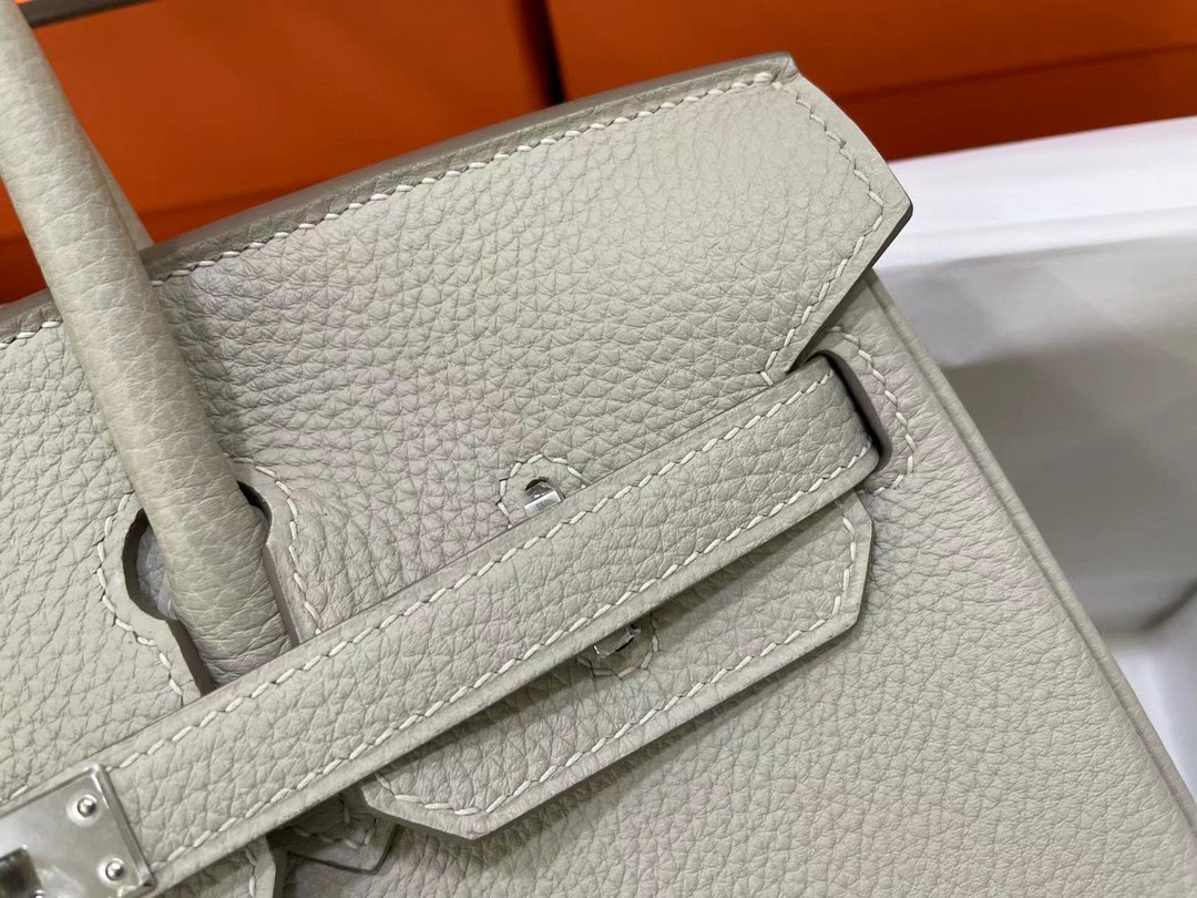 Hermès（爱马仕）Birkin 铂金包 Togo 珍珠灰 金扣 25cm