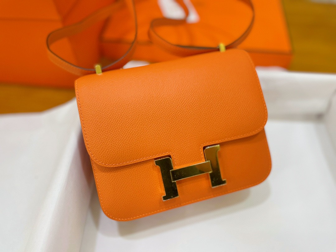 Hermès（爱马仕）Constance 康康 epsom 橙色 金扣 19cm