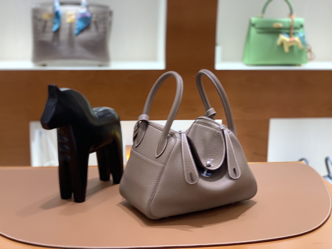 Hermès（爱马仕）Lindy 琳迪包 TC皮 大象灰 银扣 26cm