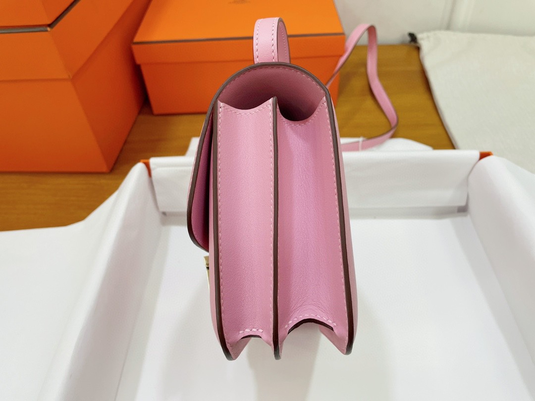 Hermès（爱马仕）Constance 康康 epsom 3Q 樱花粉 金扣 19cm
