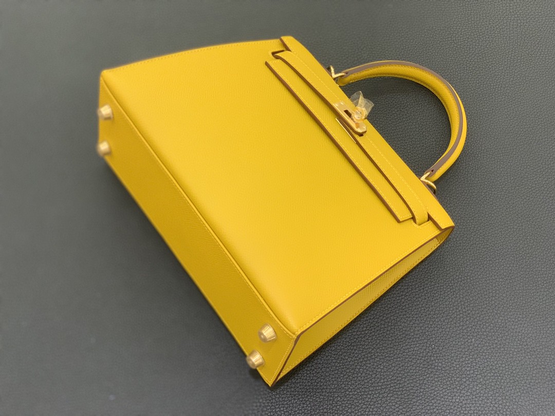 Hermès（爱马仕）Kelly 凯莉包 Epsom 9D 琥珀黄 金扣 25cm