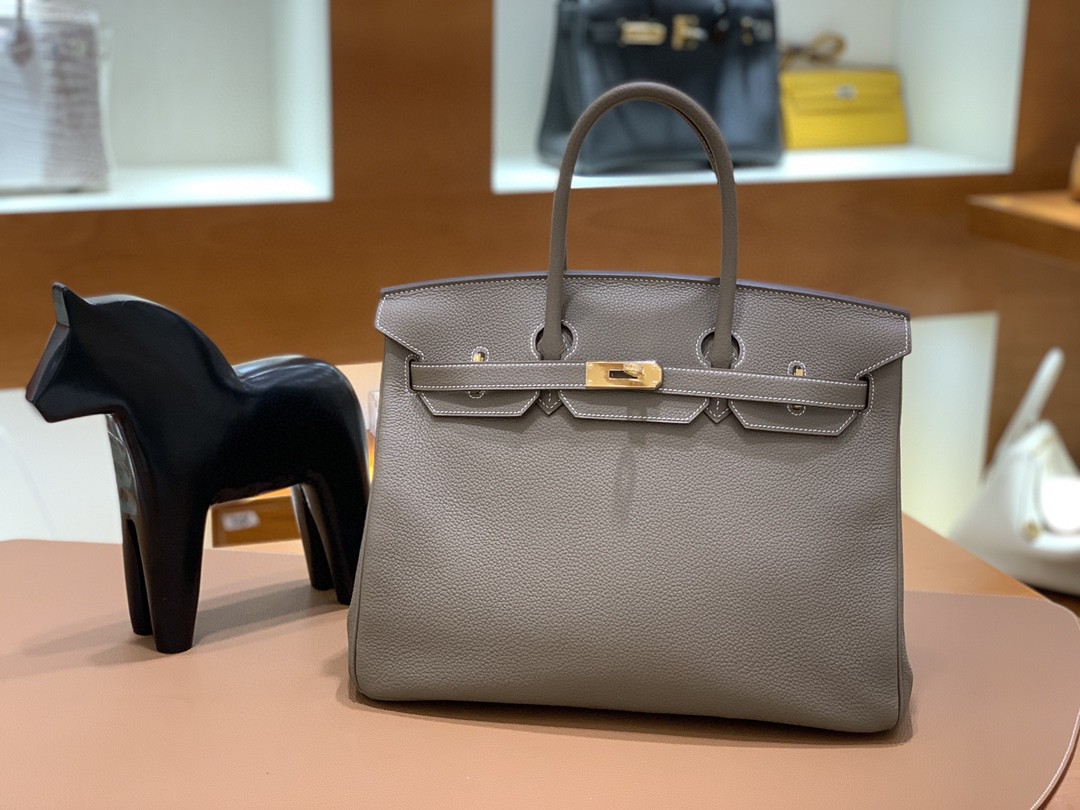 Hermès（爱马仕）Birkin 铂金包 Togo 大象灰 金扣 35cm